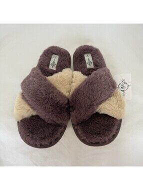 NEW Sole Mates Criss Cross Slippers Size 9 Dusty Purple/ Creme #YW21D06